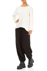 Loose Off White Textured Linen Blouse 4