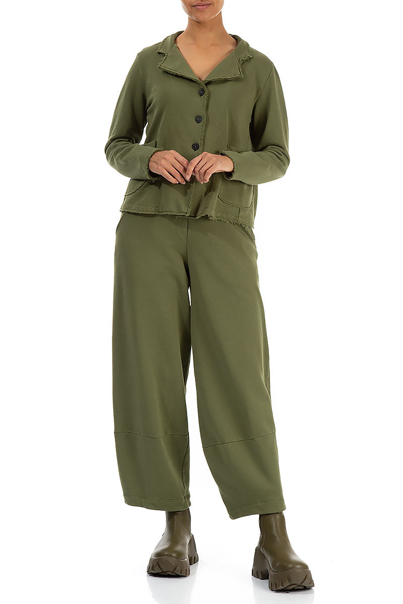Loose Olive Cotton Trousers 4