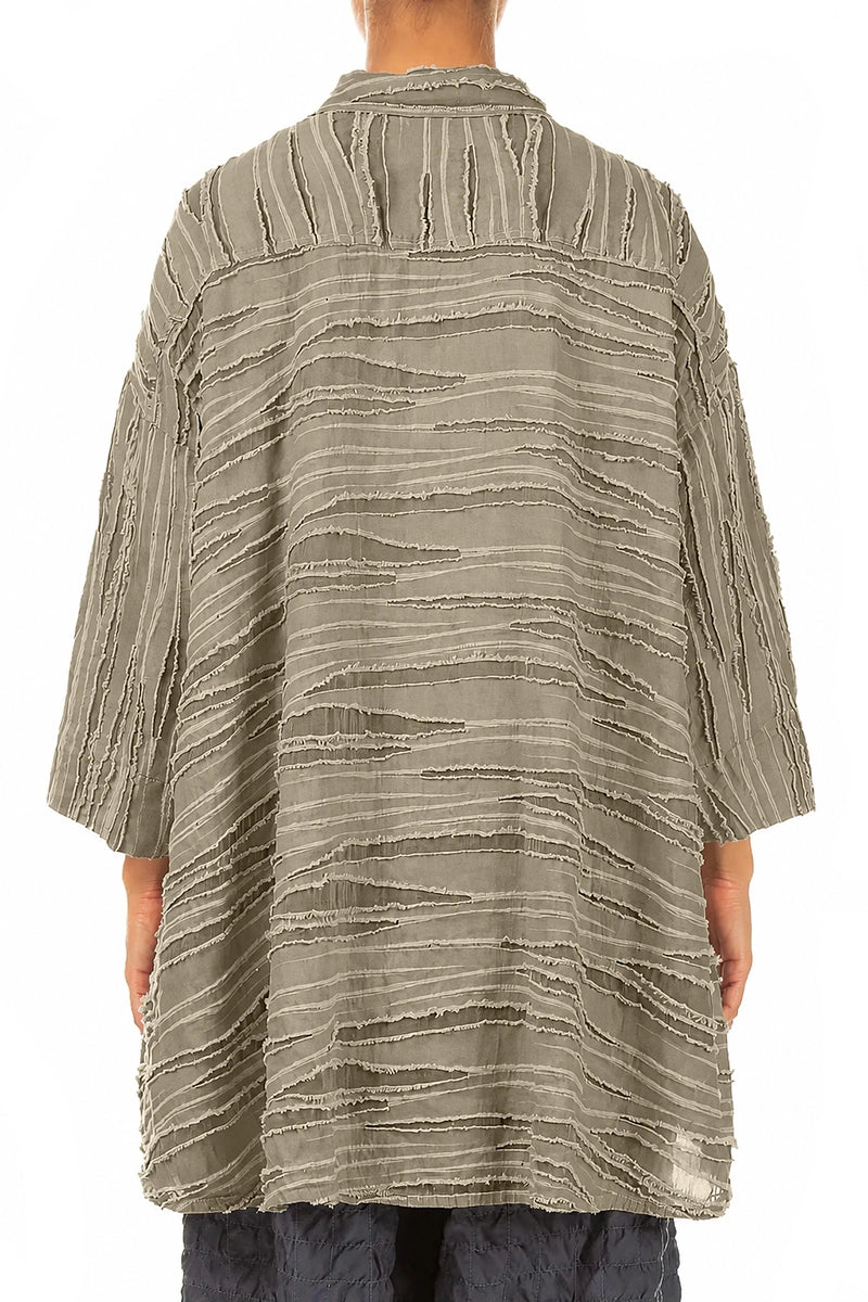 Loose Olive Fray Weave Shirt 2
