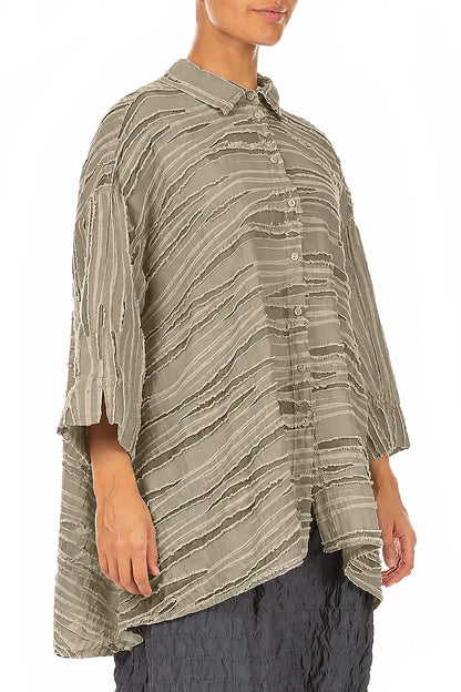 Loose Olive Fray Weave Shirt