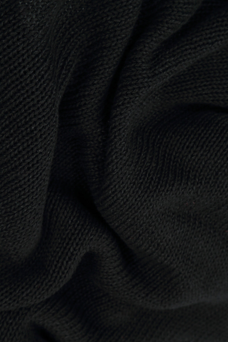 Loose Openwork Black Linen Cardigan
