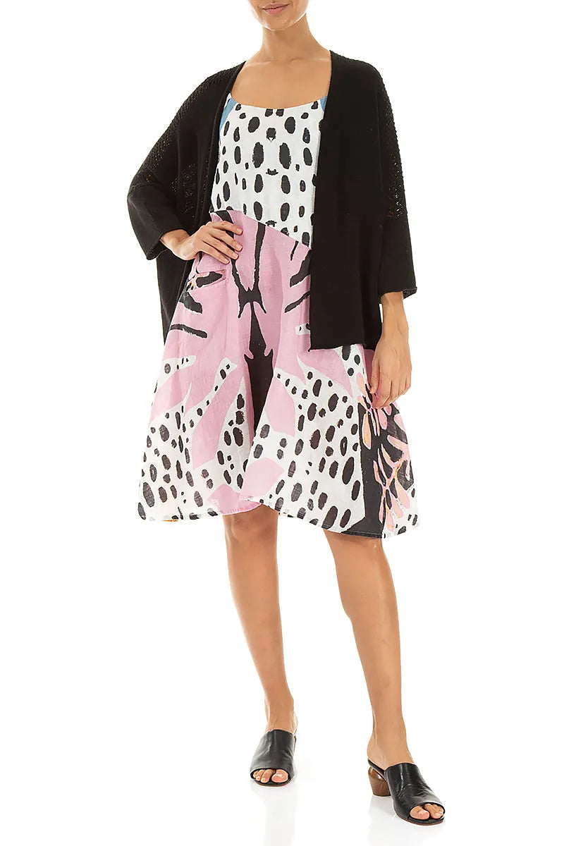 Loose Openwork Black Linen Cardigan
