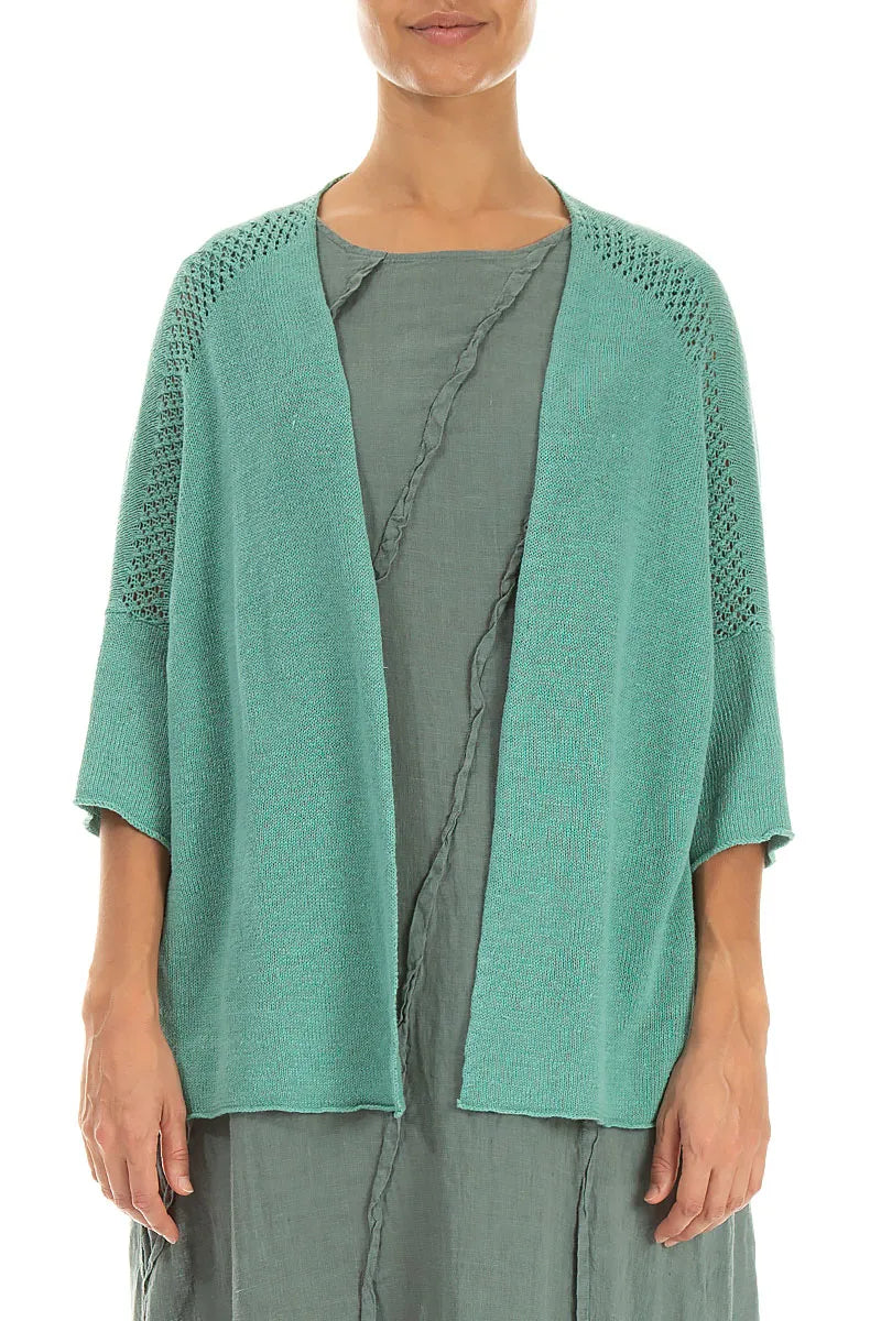 Loose Openwork Mint Linen Cardigan 1