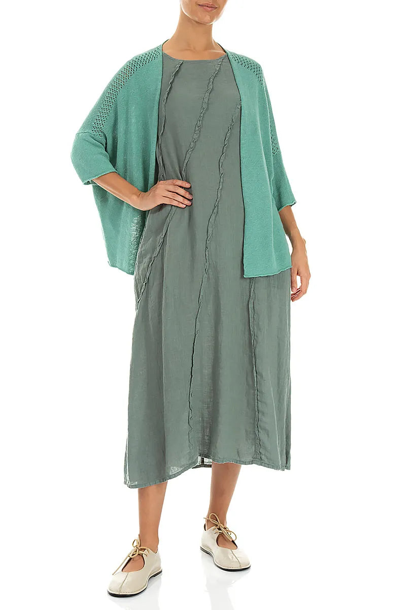 Loose Openwork Mint Linen Cardigan 3