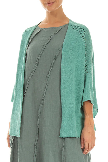 Loose Openwork Mint Linen Cardigan 4