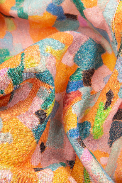 Loose Orange Burst Pure Linen Trousers 4