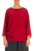 Loose Patterned Red Silk Cotton Blouse 1