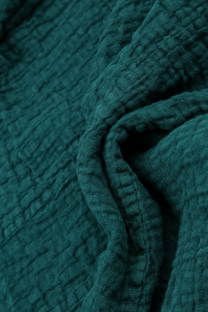 Loose Peacock Textured Linen Blouse 5