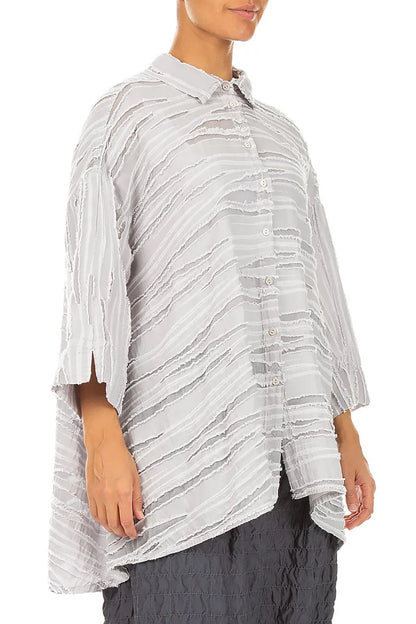 Loose Pearl Grey Fray Weave Shirt
