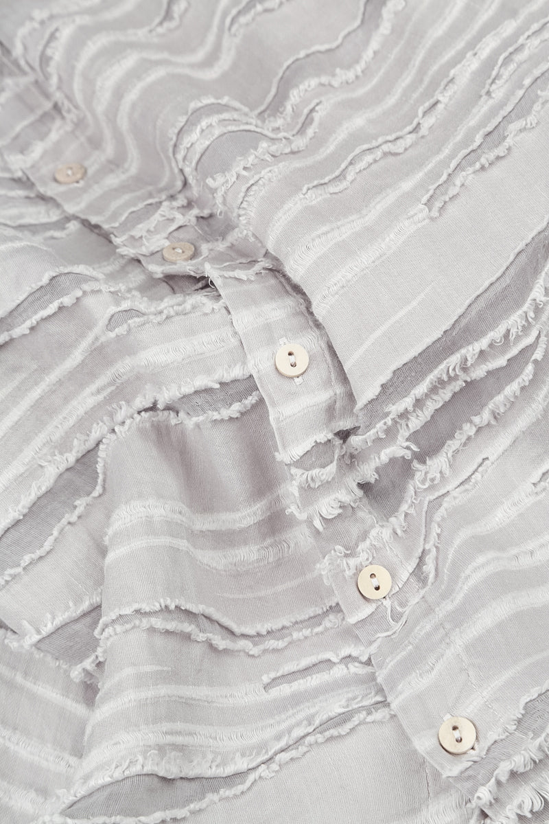 Loose Pearl Grey Fray Weave Shirt 6