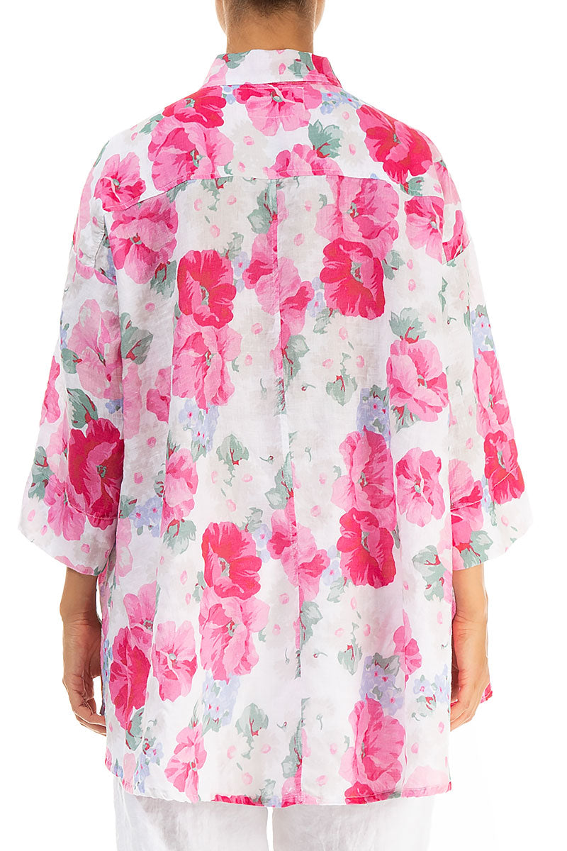 Loose Peony Blossom Linen Shirt 2