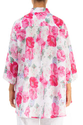 Loose Peony Blossom Linen Shirt 2