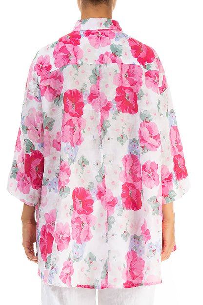Loose Peony Blossom Linen Shirt 2