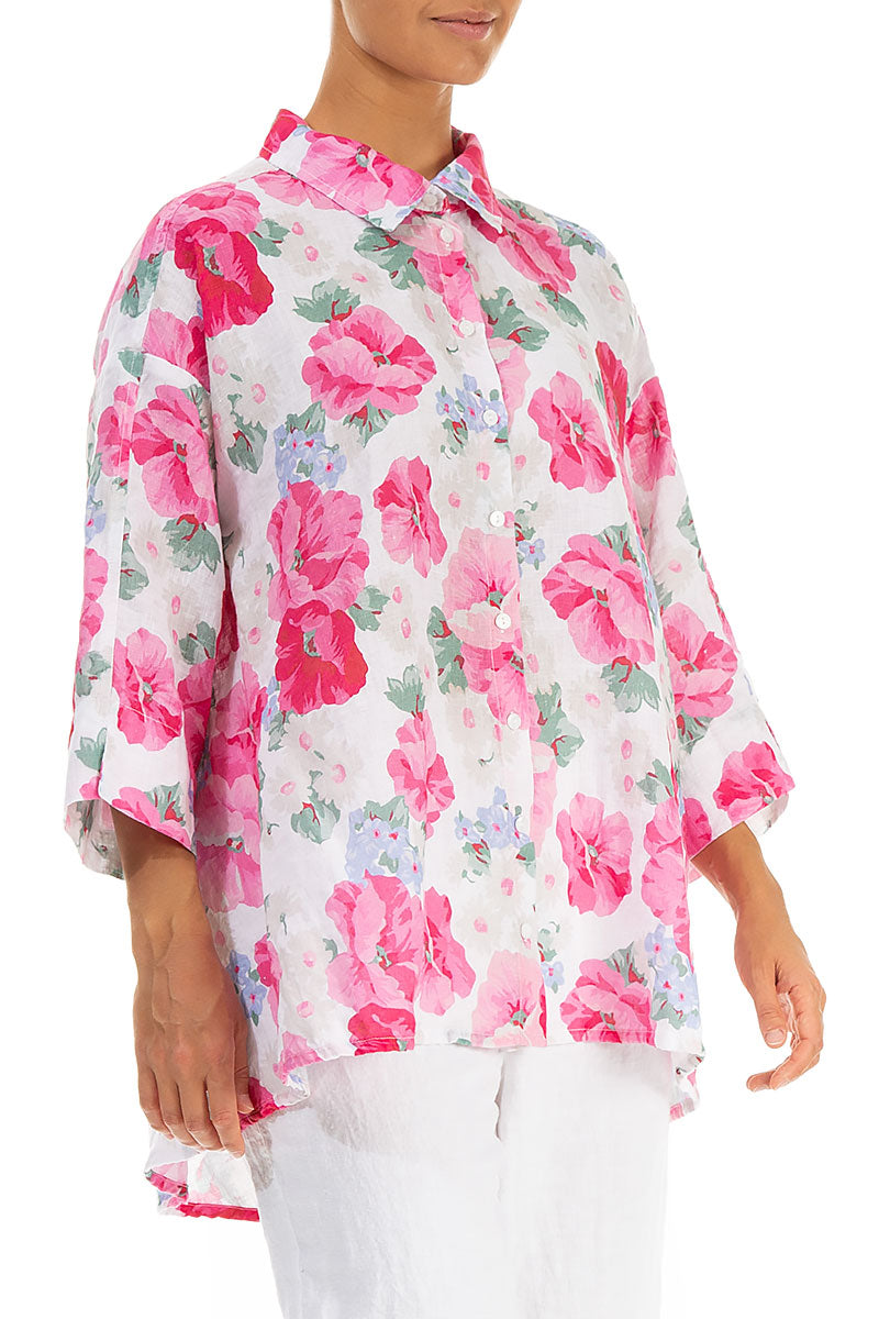 Loose Peony Blossom Linen Shirt 3