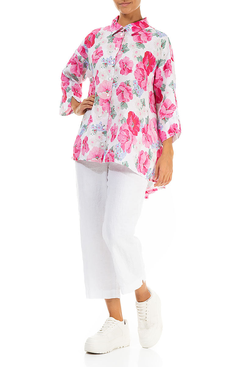 Loose Peony Blossom Linen Shirt 4