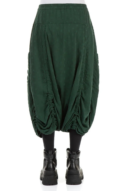 Loose Pine Green Dotty Silk Cotton Trousers
