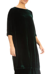 Loose Pine Green Silk Velvet Tunic 3