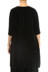 Loose Pine Green Silk Velvet Tunic 2