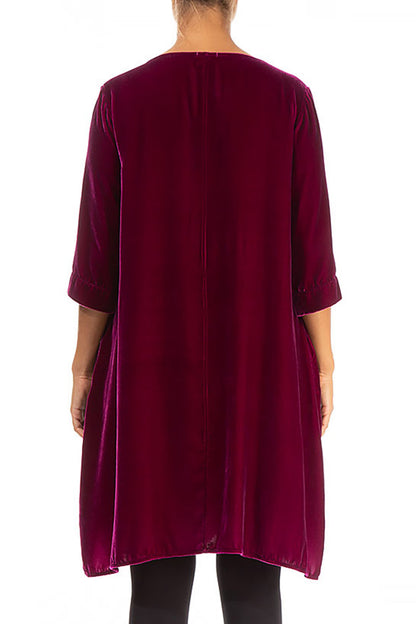 Loose Royal Fuchsia Silk Velvet Tunic