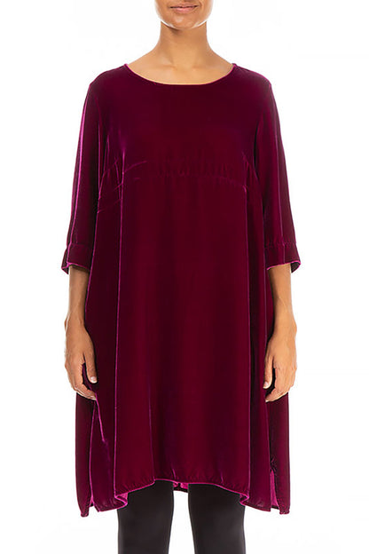 Loose Royal Fuchsia Silk Velvet Tunic