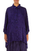 Loose Royal Purple Devoré Feather Silk Shirt 1