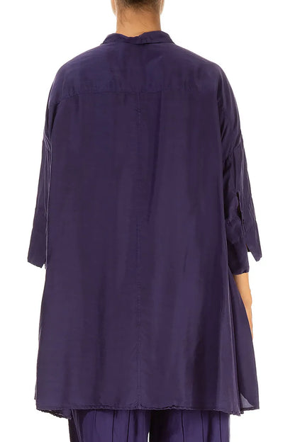 Loose Royal Purple Pure Silk Shirt 2