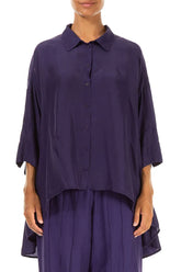Loose Royal Purple Pure Silk Shirt 1