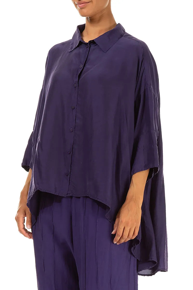 Loose Royal Purple Pure Silk Shirt 3