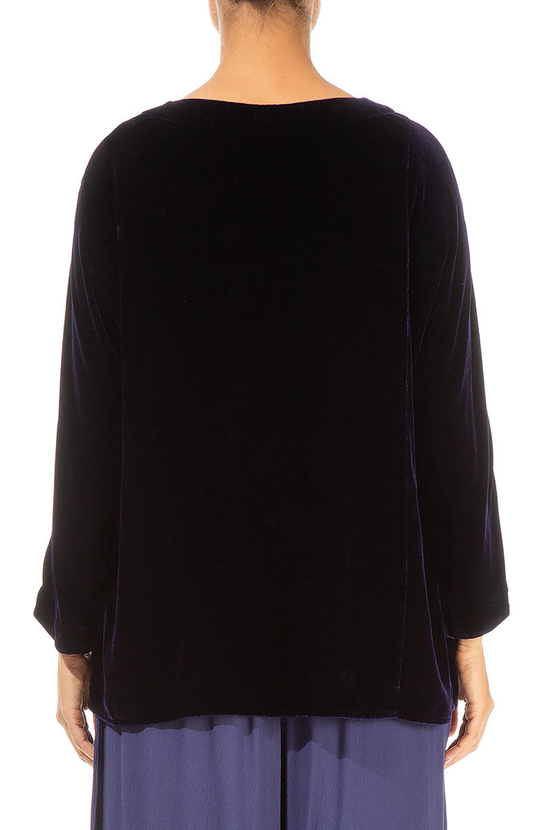 Loose Royal Purple Silk Velvet Blouse 2