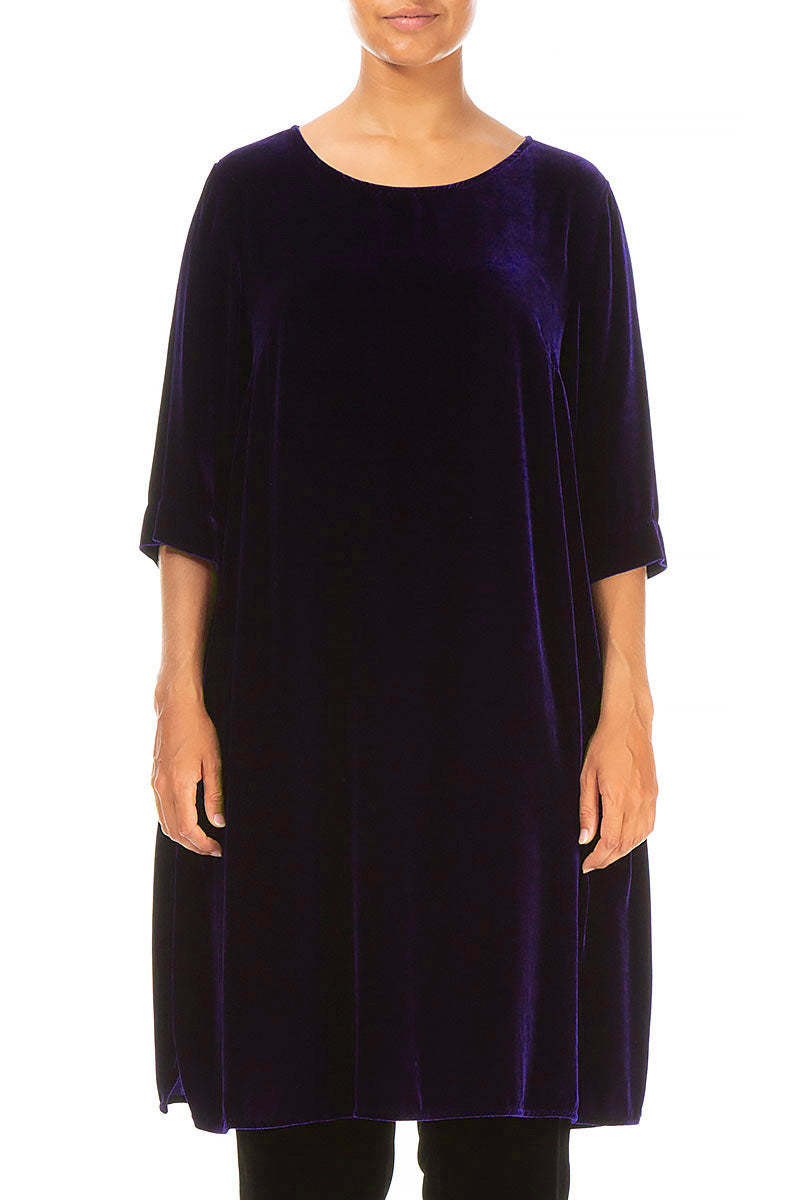 Loose Royal Purple Silk Velvet Tunic