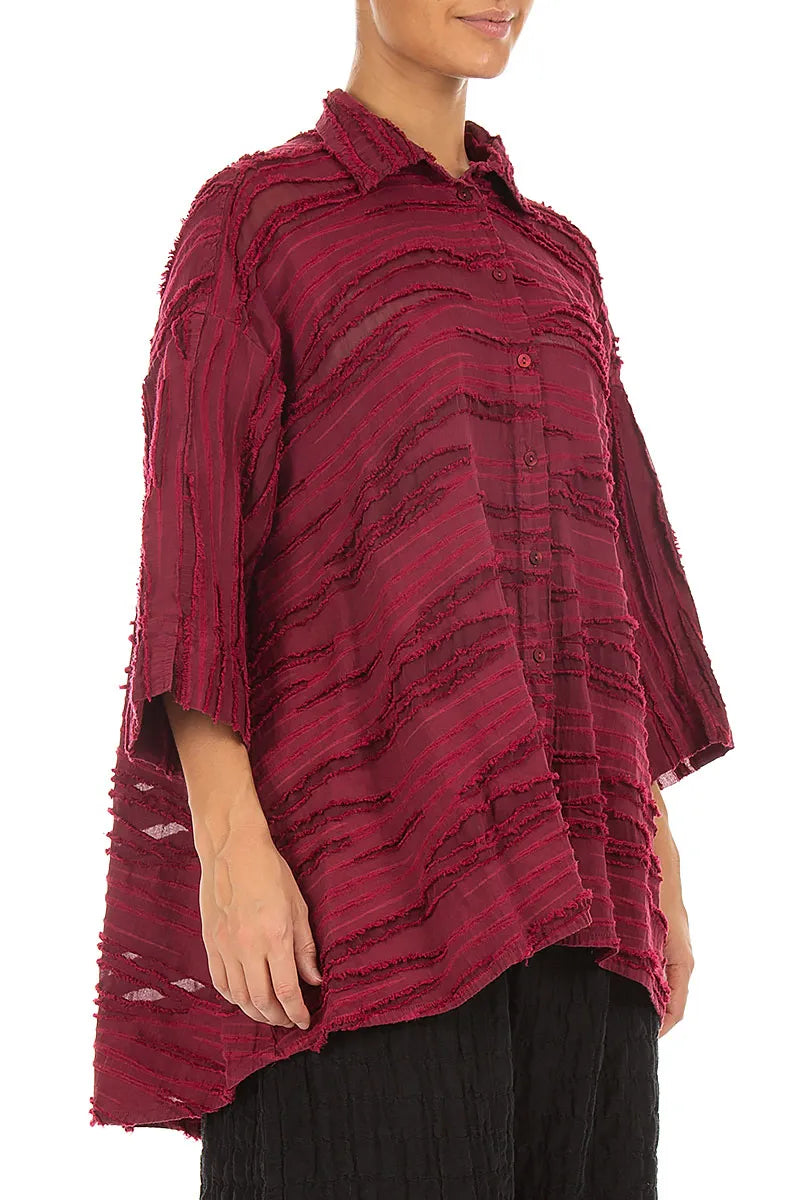 Loose Ruby Fray Weave Shirt 3