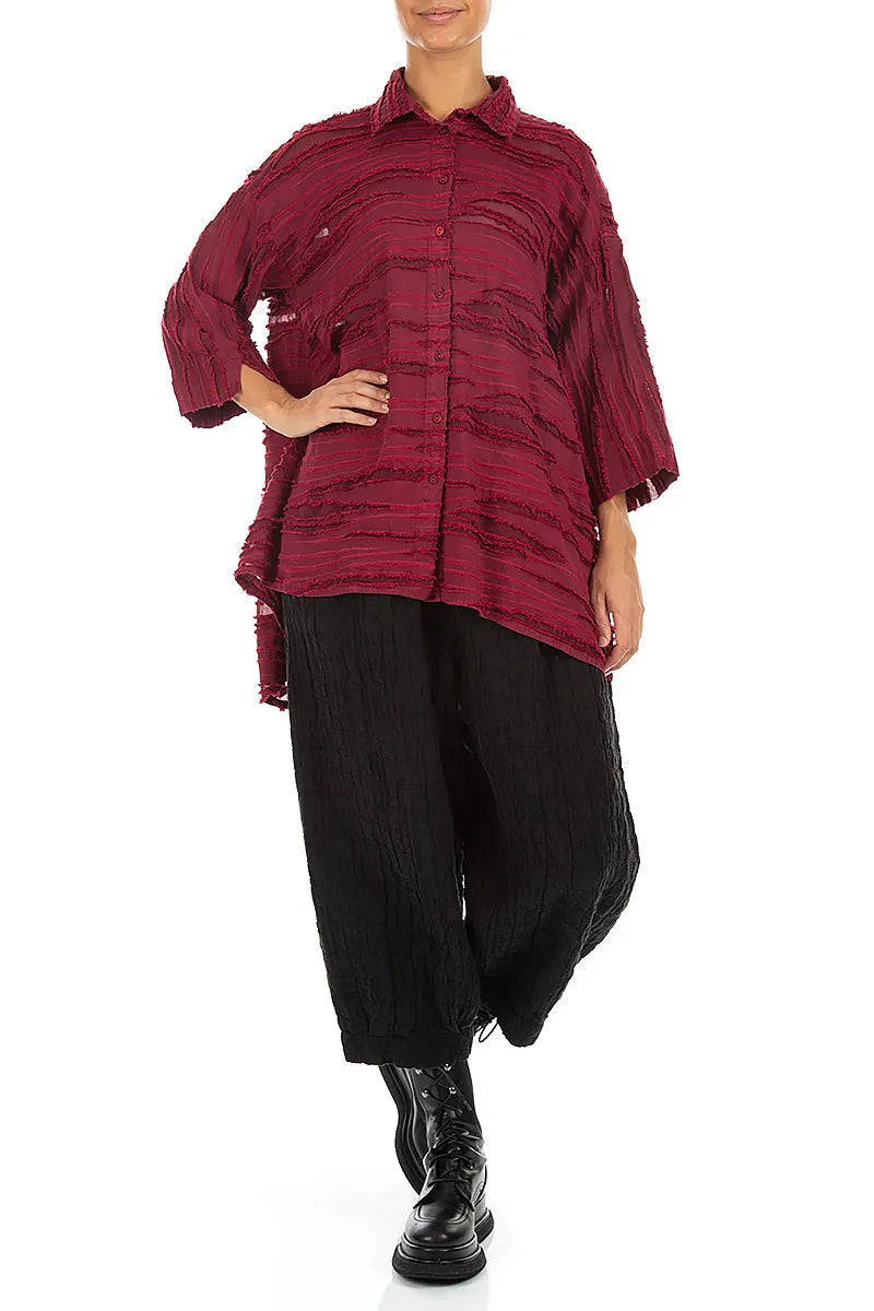 Loose Ruby Fray Weave Shirt 4