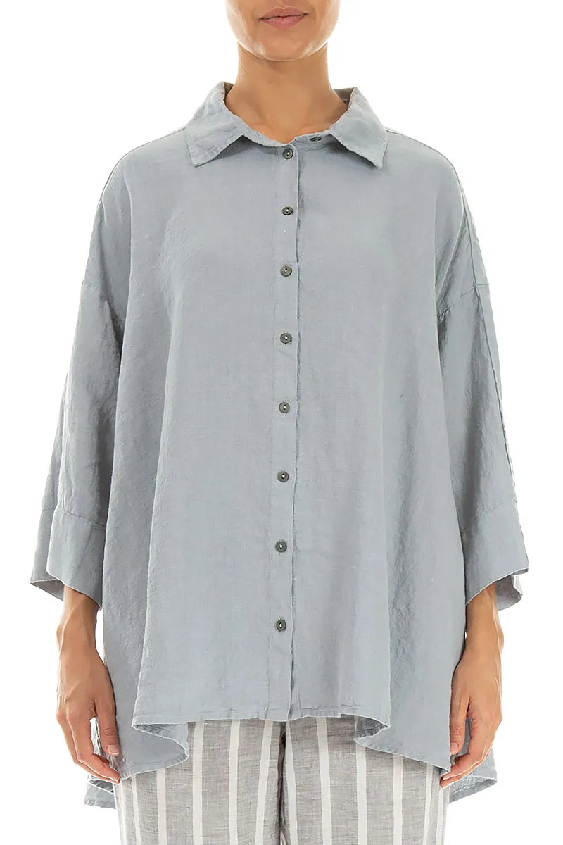 Loose Silver Grey Linen Shirt 1