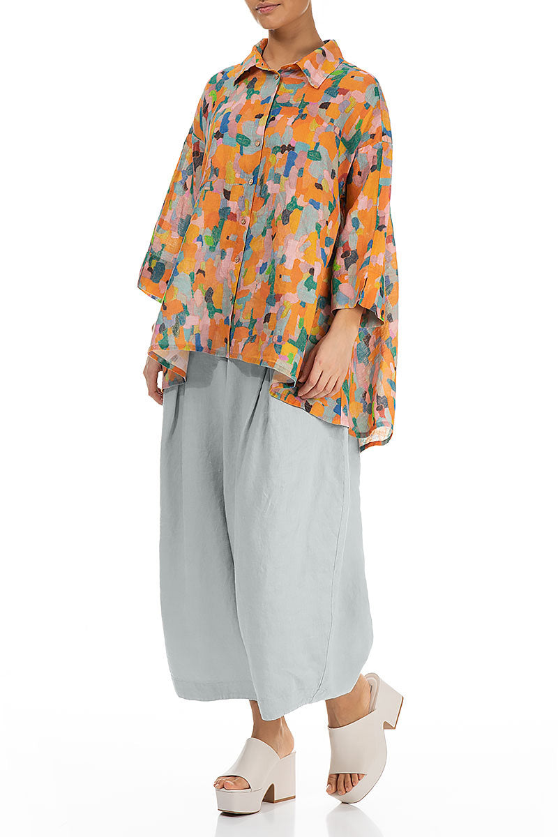 Loose Silver Grey Linen Trousers 4