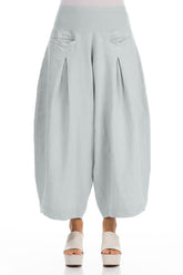 Loose Silver Grey Linen Trousers 1