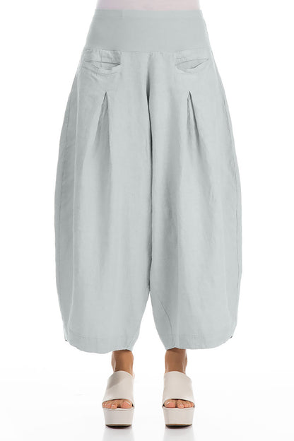 Loose Silver Grey Linen Trousers 1