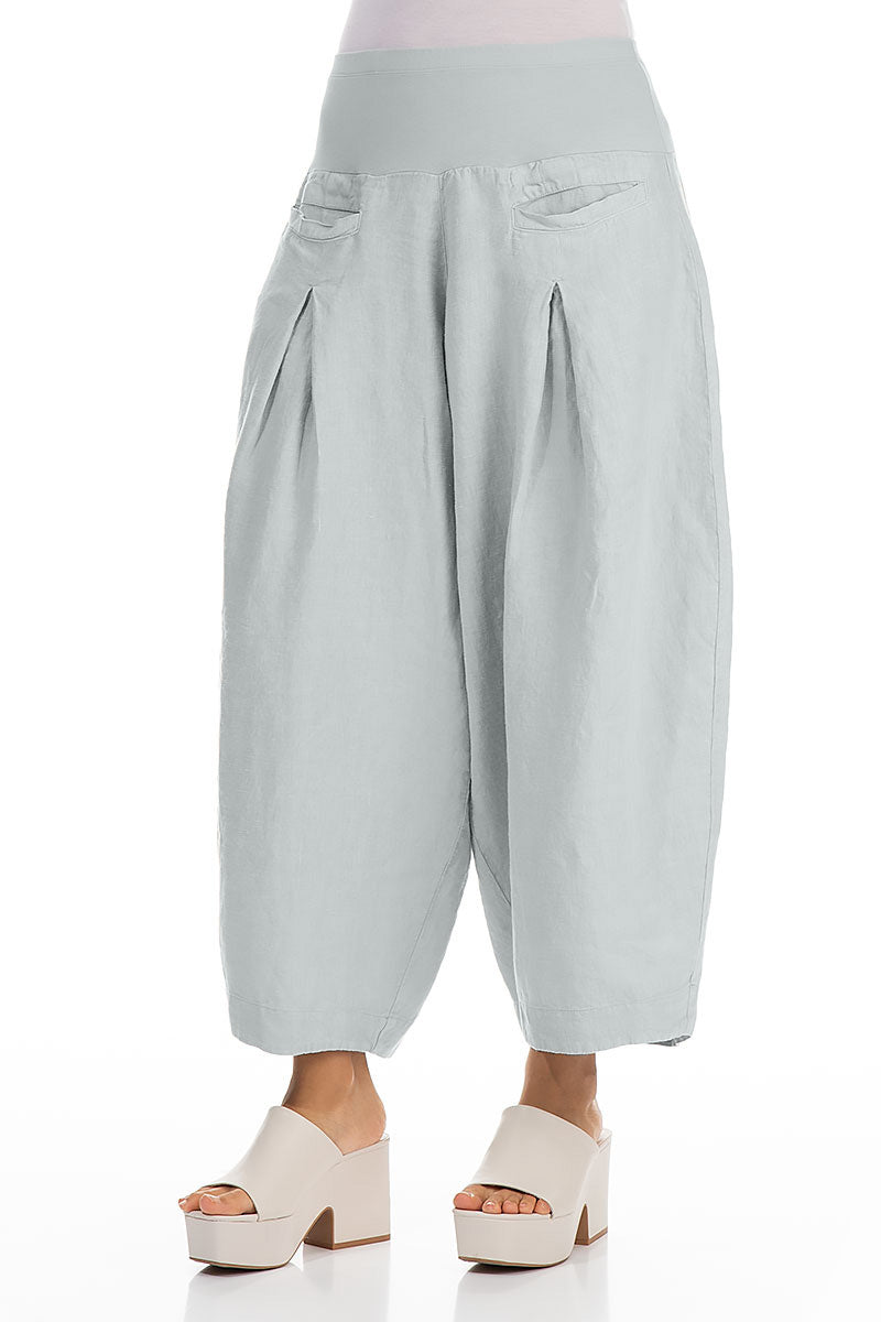 Loose Silver Grey Linen Trousers 3