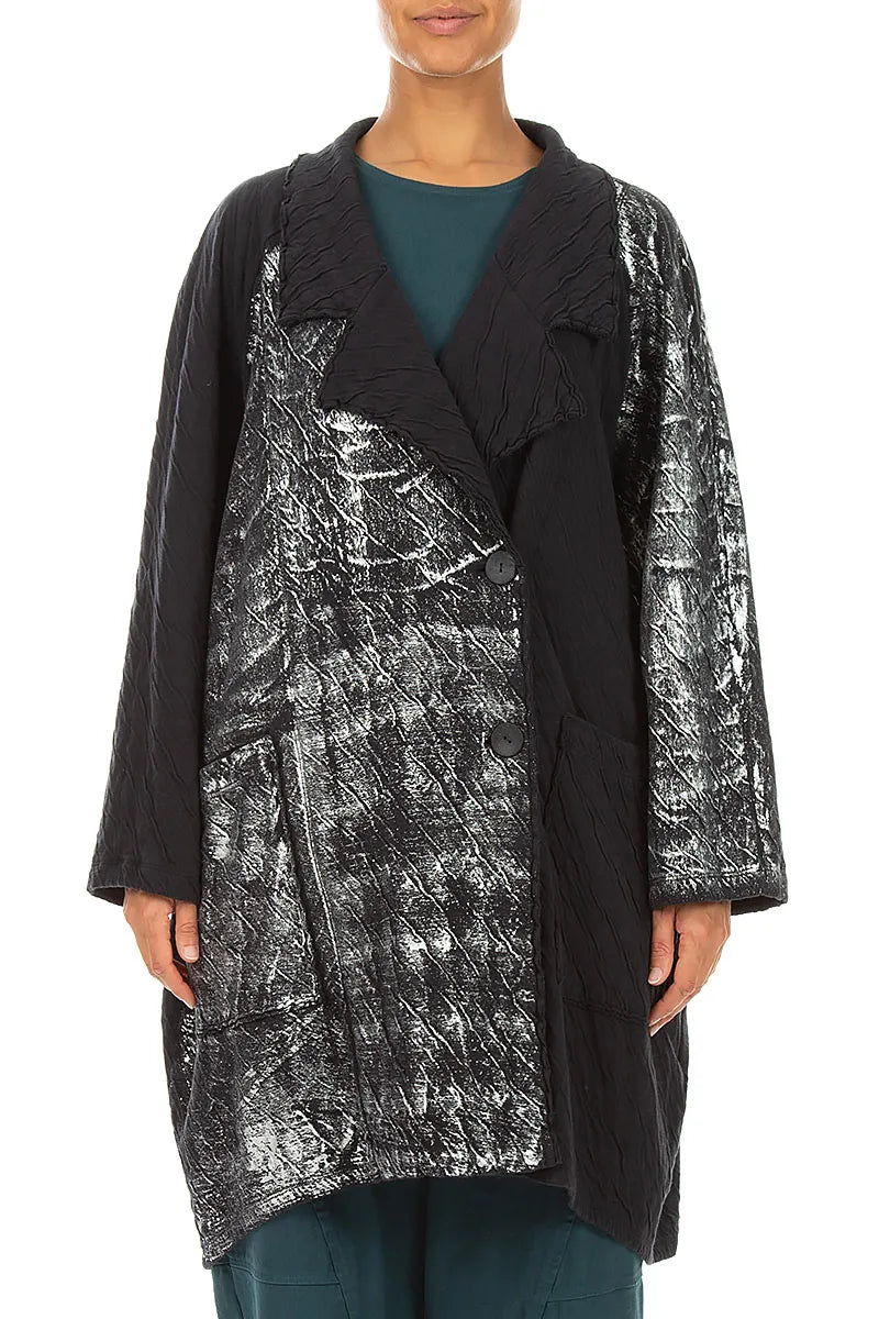 Loose Silver Metallic Grey Wavy Cotton Jacket 2