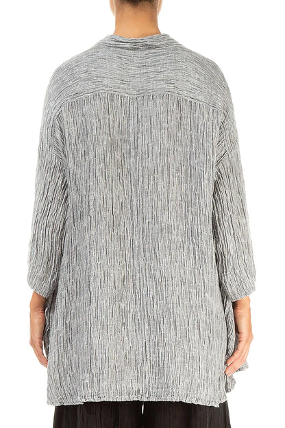 Chemise ample en lin et soie argentée