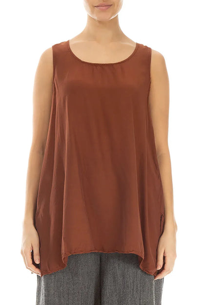 Loose Sleeveless Cinnamon Silk Bamboo Top