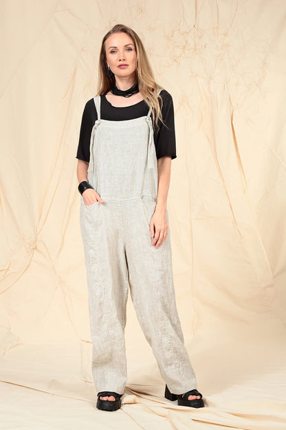 Loose Striped Sand Linen Jumpsuit 6