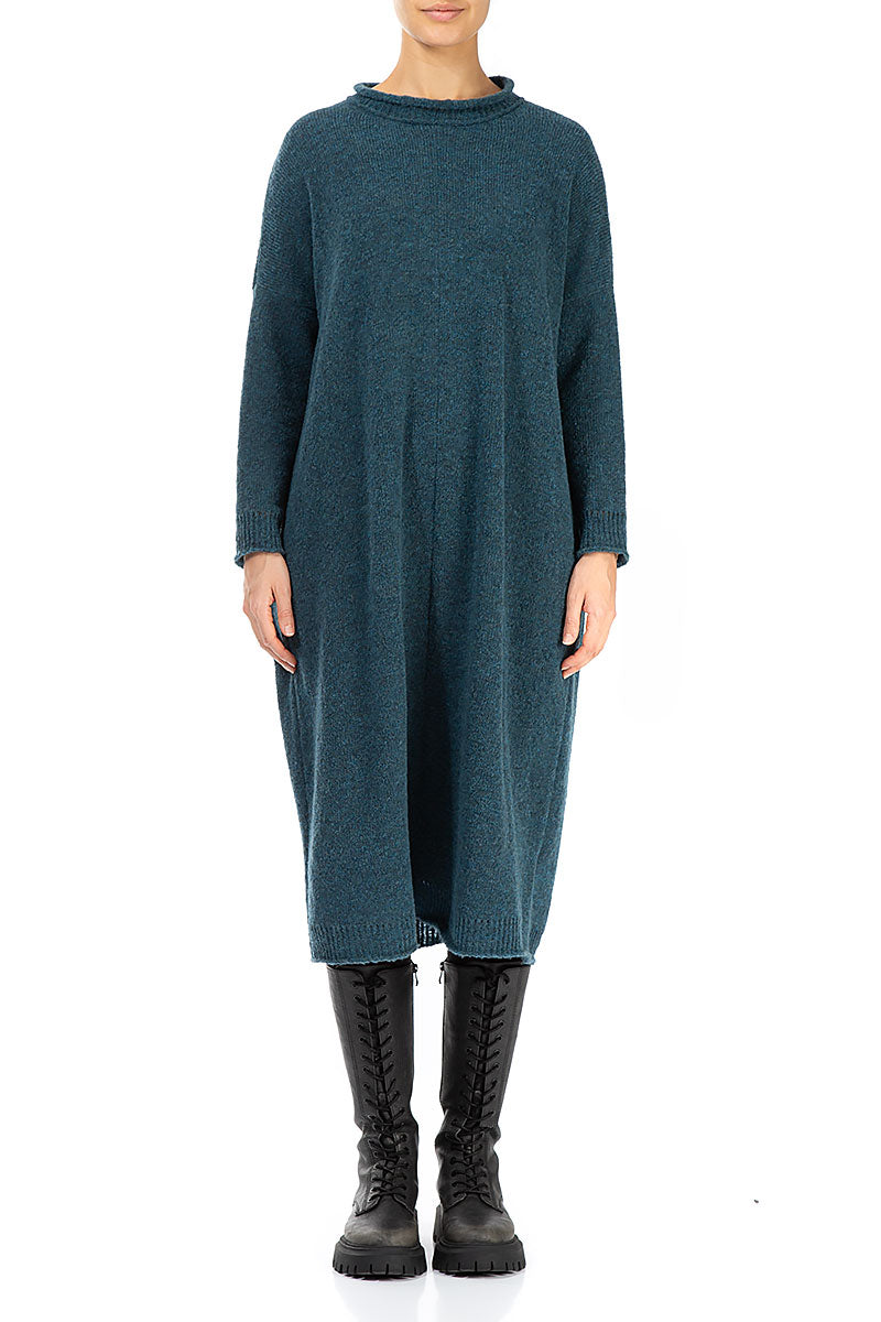 Loose Teal Wool Dress 1