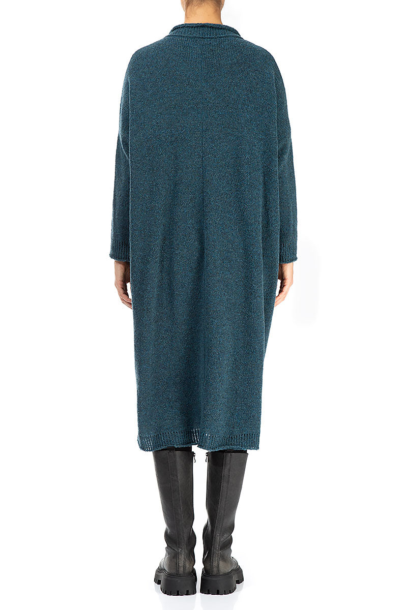 Loose Teal Wool Dress 2