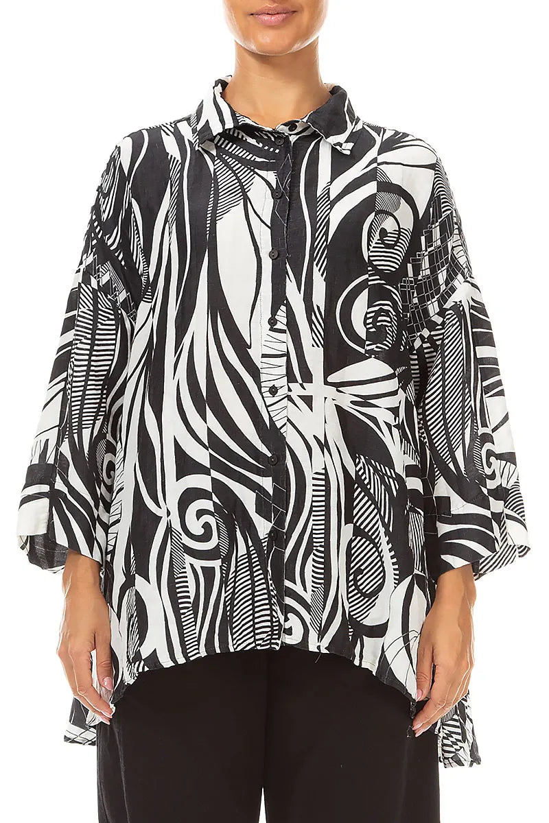 Loose Textured Orbit Silk Linen Shirt 1