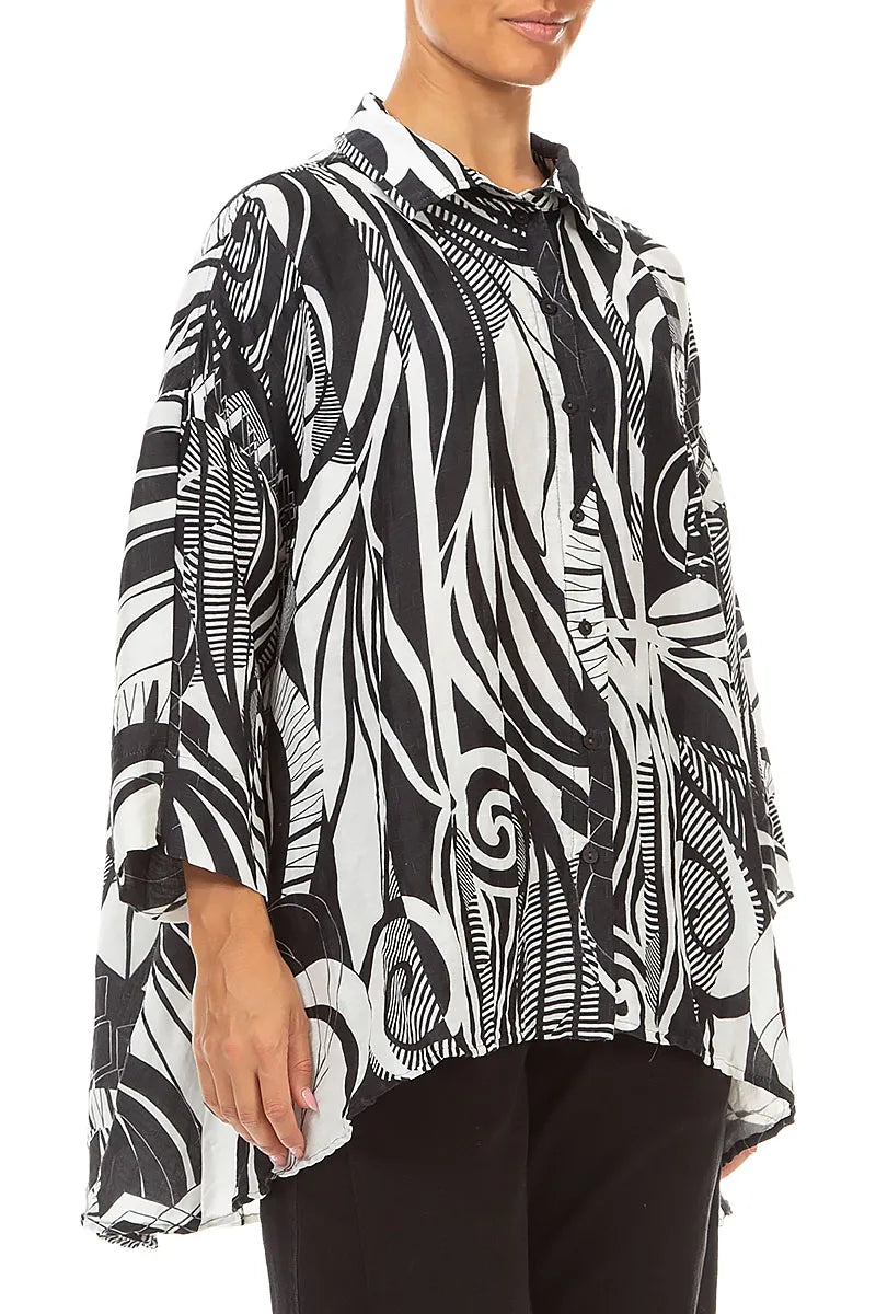 Loose Textured Orbit Silk Linen Shirt