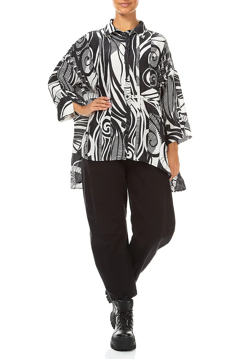 Loose Textured Orbit Silk Linen Shirt