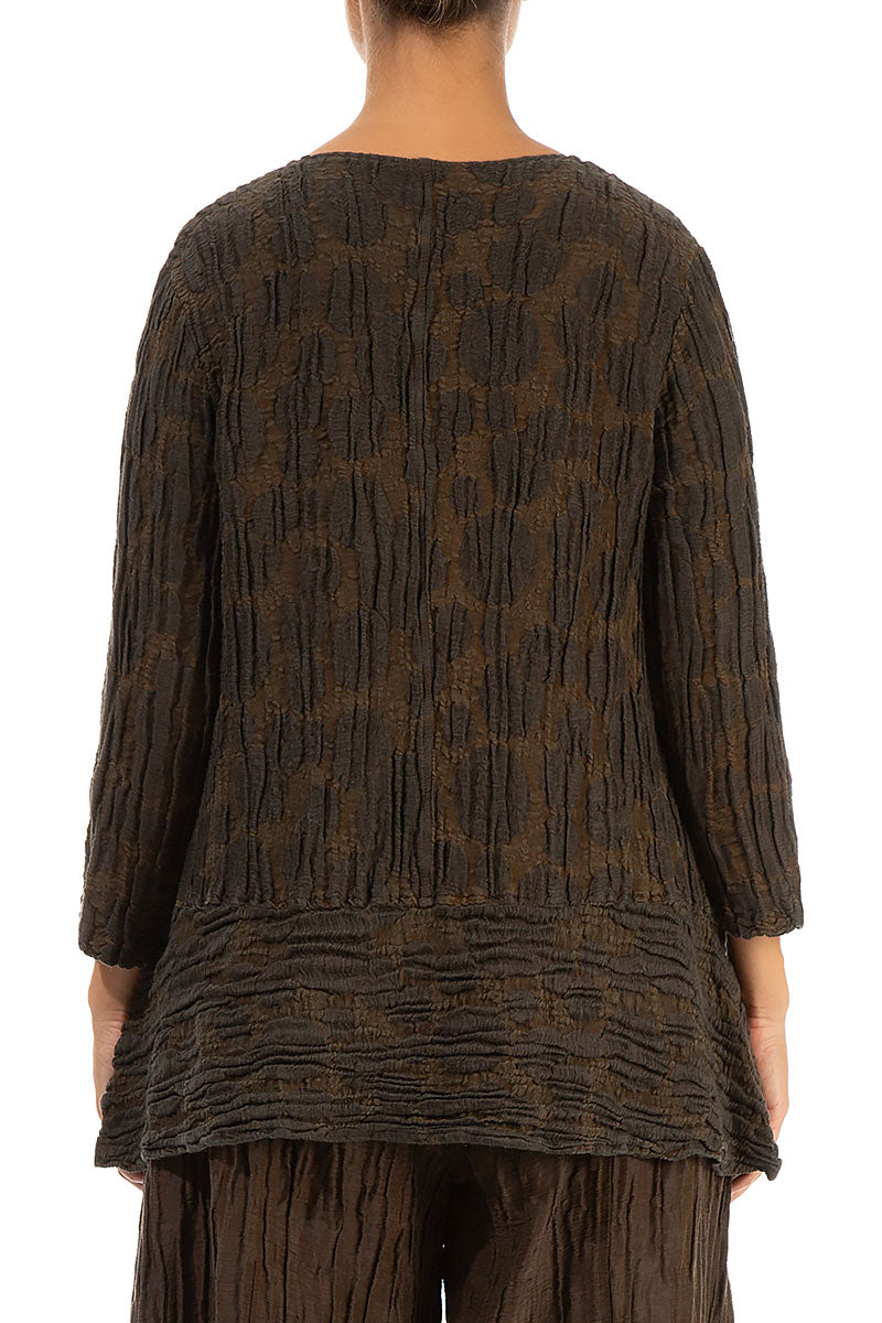 Loose Truffle Brown Circle Silk Linen Tunic