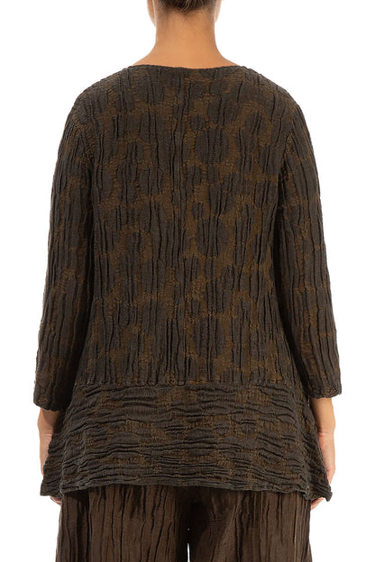 Loose Truffle Brown Circle Silk Linen Tunic