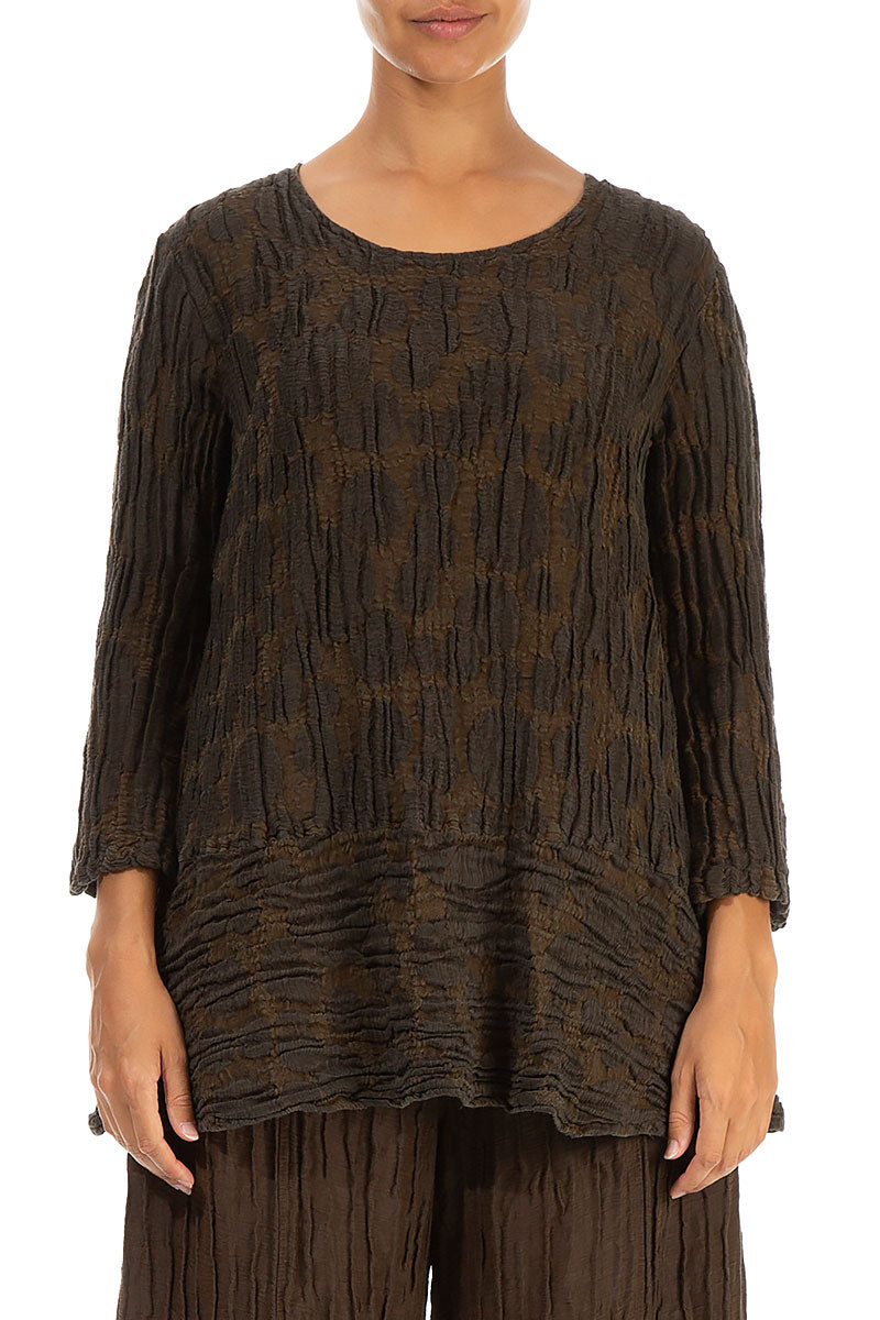 Loose Truffle Brown Circle Silk Linen Tunic