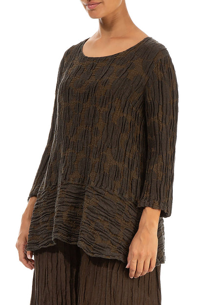 Loose Truffle Brown Circle Silk Linen Tunic